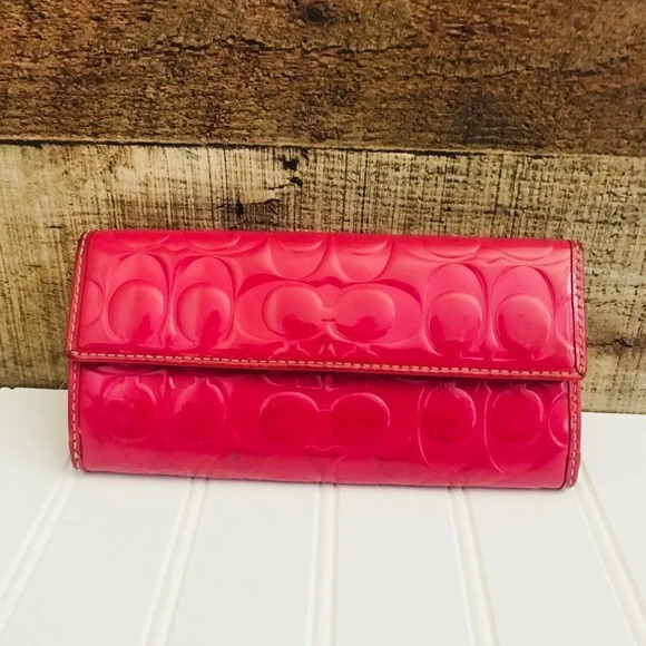 Coach Red Embossed Wallet - Picture 2 of 7